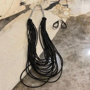 Seed bead necklace and earrings